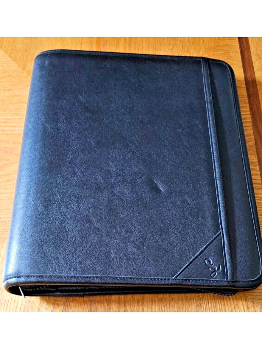 Samsill Black Leather Padfolio Portfolio Planner Organizer Zip Large 13.5” X 11”